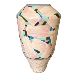 Postmodern Studio Pottery Raku Vase by Amadio Smith, 1980's