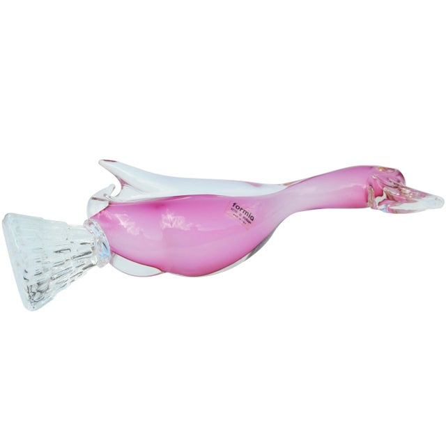 Vintage Large Italian Art Glass Pink Bird Figurine Marked Formia Vetri DI Murano For Sale In New York - Image 6 of 9