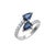 14k White Gold Matched 2 Pear-Shaped Sapphire and Diamond Cross Ring, Size 6.25 For Sale In New York - Image 6 of 9