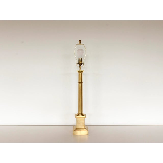 Hollywood Regency Josephine Antique Brass Table Lamp With Black Metal Shade For Sale - Image 3 of 8