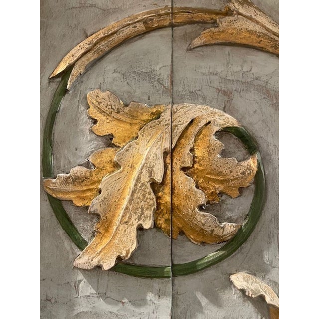 This product is an exquisite pair of 19th century Italian carved and painted panels. These panels are intricately designed...