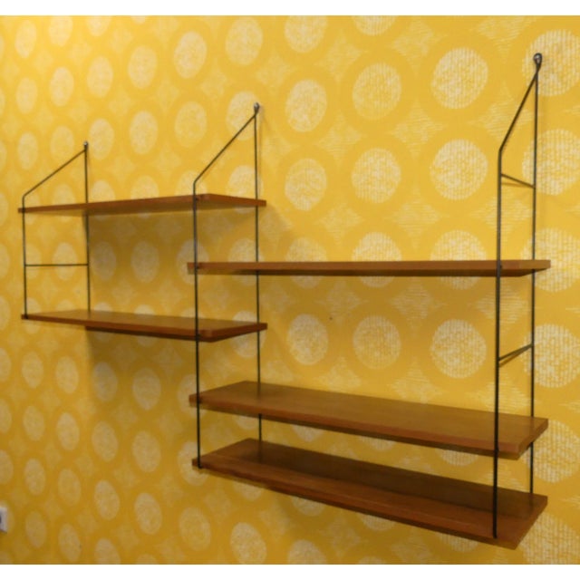 Walnut String Shelving Unit, 1960s For Sale - Image 11 of 11