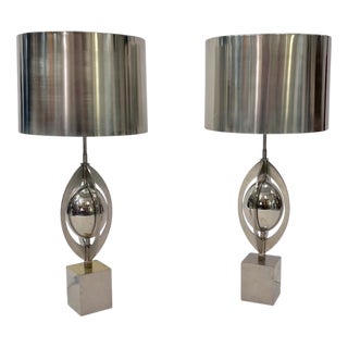 Vintage Ogives Lamps in Chrome-Plated Brass from Maison Charles, 1970, Set of 2 For Sale