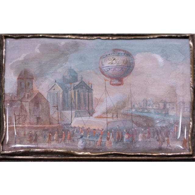 Small Antique Box with Decorative Scenes of the Reveillon Aerostat For Sale - Image 3 of 7