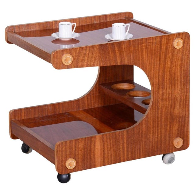 Mid-Century Mahogany Trolley, Czechia, 1960s For Sale - Image 9 of 9