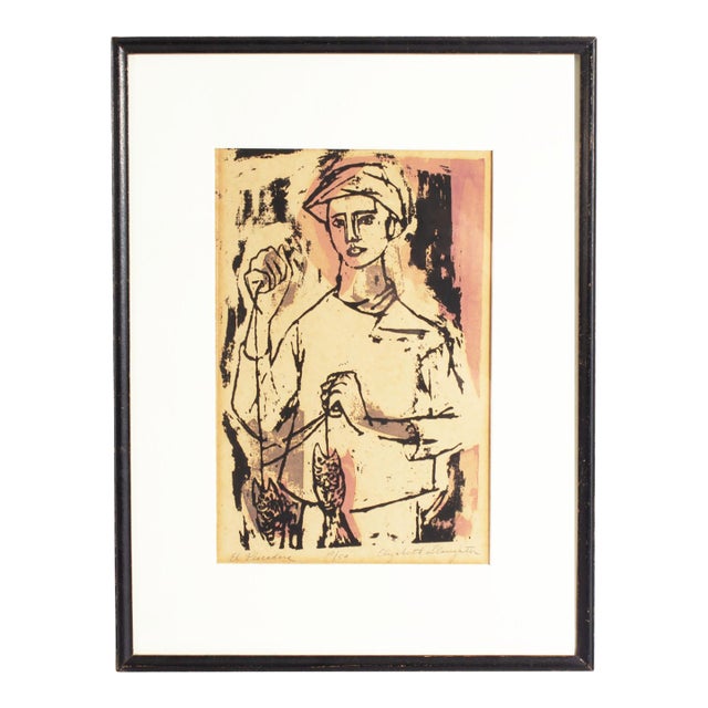 “Ed Piscadore” Portrait Serigraph Print by Elizabeth Slaughter For Sale