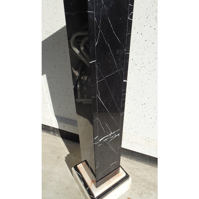 Art Deco Belgian Black Veined Marble and Carrara Marble Column Pied De Stal, 1930s For Sale - Image 9 of 12