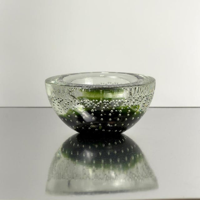 Small Green Sommerso Murano Glass Bullicante Bowl from Galliano Ferro, 1960s For Sale - Image 9 of 10