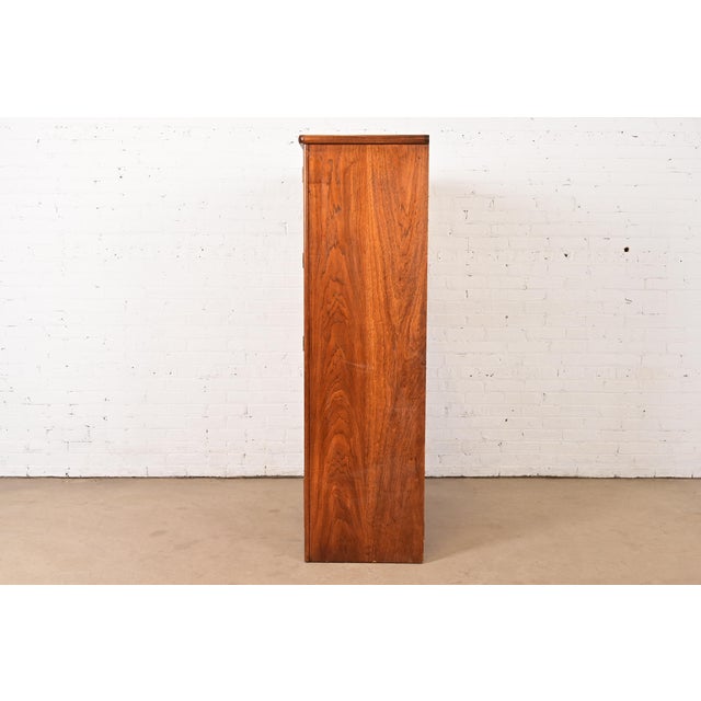 Thomasville Mid-Century Modern Campaign Walnut Armoire Dresser, Circa 1970s For Sale - Image 11 of 13