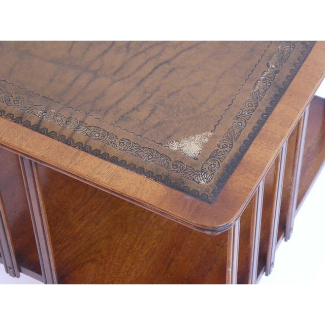 Victorian Revolving Bookcase with Leather, Antique Storage Cabinet For Sale - Image 5 of 10