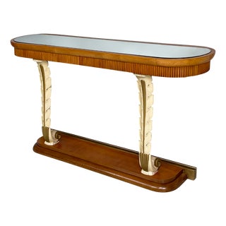 Italian Art Deco Wall Console in Wood and Mirror, 1940s For Sale