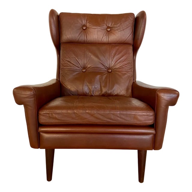 Vintage Danish Caramel Brown Leather Chair by Svend Skipper, 1964 For Sale