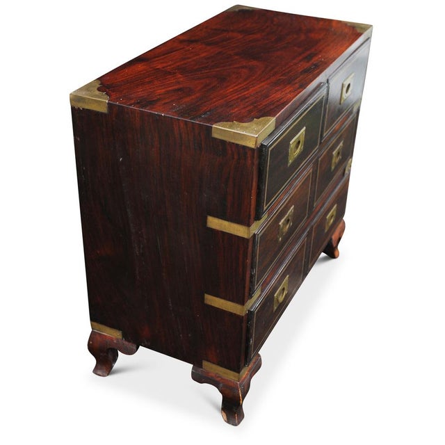 Chest of Drawers in Hardwood and Brass, 1890s For Sale - Image 6 of 7