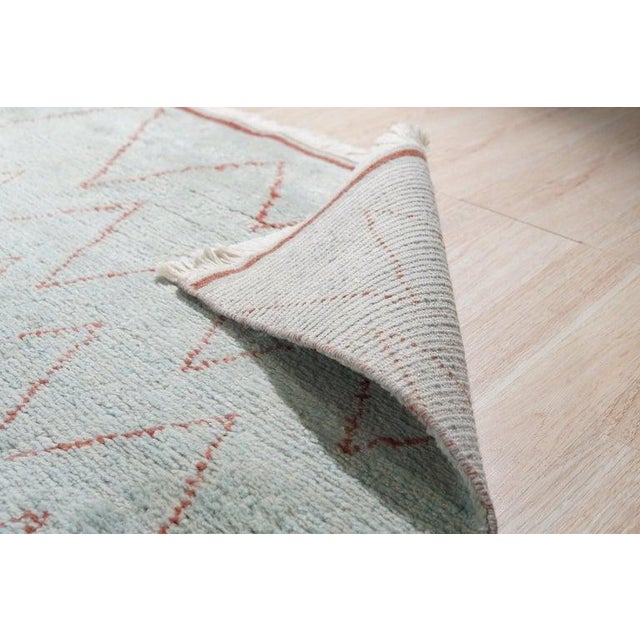 Contemporary 9x12 Blue Hand-Knotted Wool Chevron Gridwork Tribal Modern Carpet Rug For Sale - Image 3 of 9