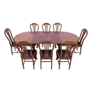 Large 19th Century Extendable Table with Chairs, France, 1890, Set of 9 For Sale