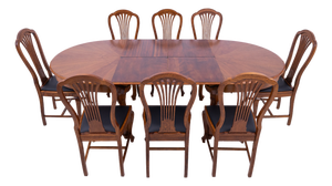 Large 19th Century Extendable Table with Chairs, France, 1890, Set of 9