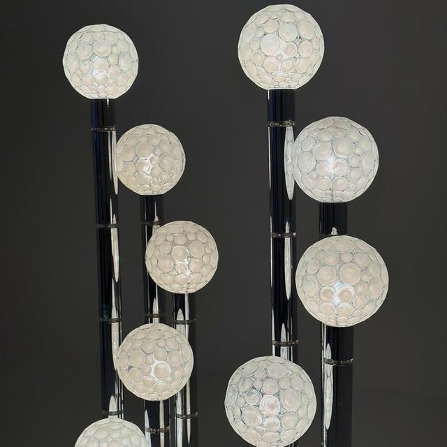 Mid-Century Vintage Chrome Floor Lamp with Glass Globes, Italy 1970s – Rare 5-Globe Design, Add a true statement piece to...