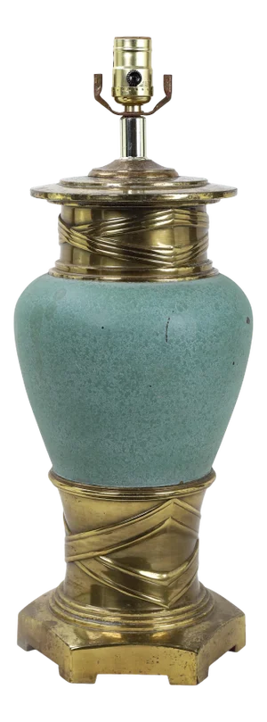 Vintage Porcelain Robin Egg Blue and Brass Table Lamp