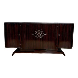 Art Deco Sideboard in Macassar Ebony and Brass, Paris, 1930s For Sale