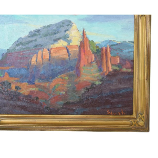 Arizona Canyon and mountains landscape oil painting on artist canvas panel by listed artist Silvio Silvestri (1948-2018.)...