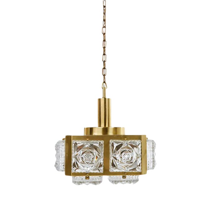 Chandelier by Carl Fagerlund for Orrefors, 1960s For Sale