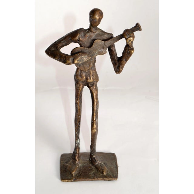 Alberto & Diego Giacometti 20th Century Handmade Bronze Guitar Player Figurine Sculpture Figurine Fine Art For Sale - Image 4 of 13