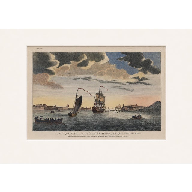 English Havana Harbor Cuba by Peter Canot, 1764 | Rare Original Hand-Colored | Custom Framed For Sale - Image 3 of 4