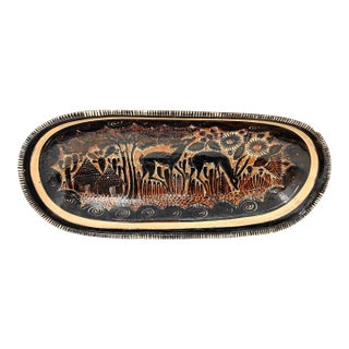 Tlaquepaque 'Petatillo Noche' Bowl From Mexico - 18" L X 8" W X 3" H For Sale
