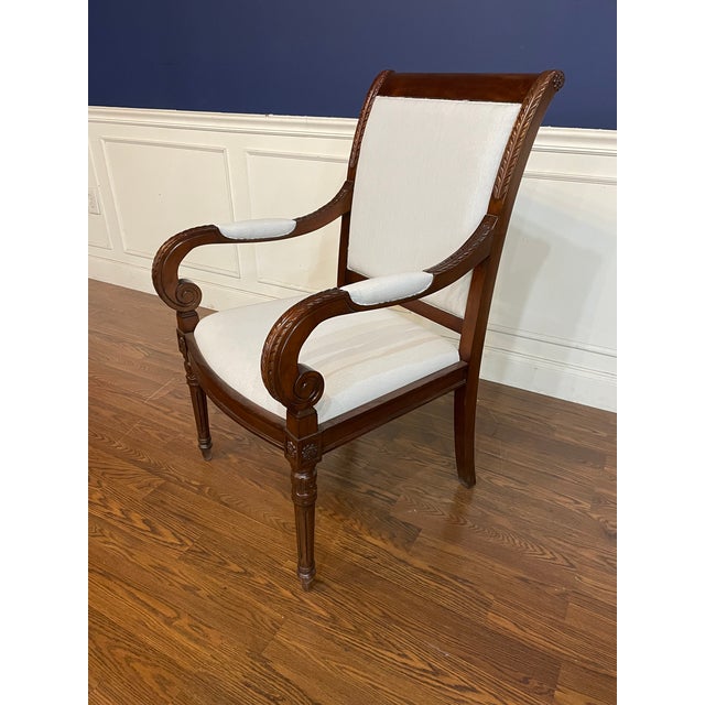 Leighton Hall Furniture Set of Eight Newport Dining Chairs With Base Muslin Fabric - Showroom Samples For Sale - Image 4 of 18