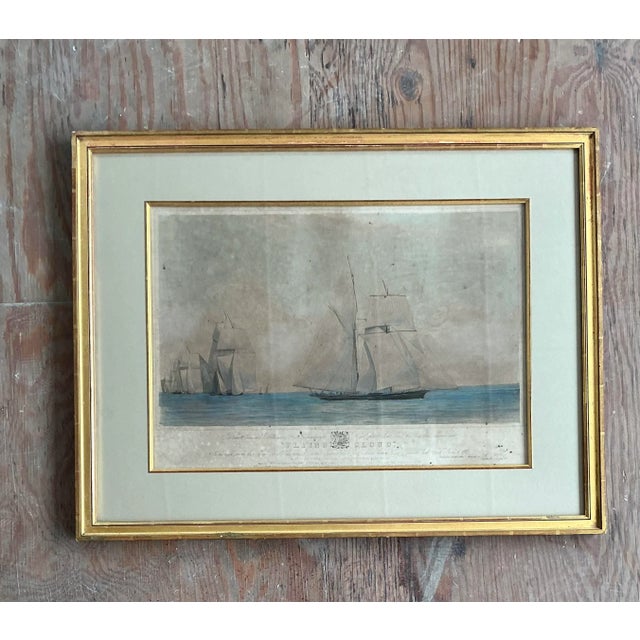 Traditional Vintage Boho Hand Colored Nautical Print For Sale - Image 3 of 6