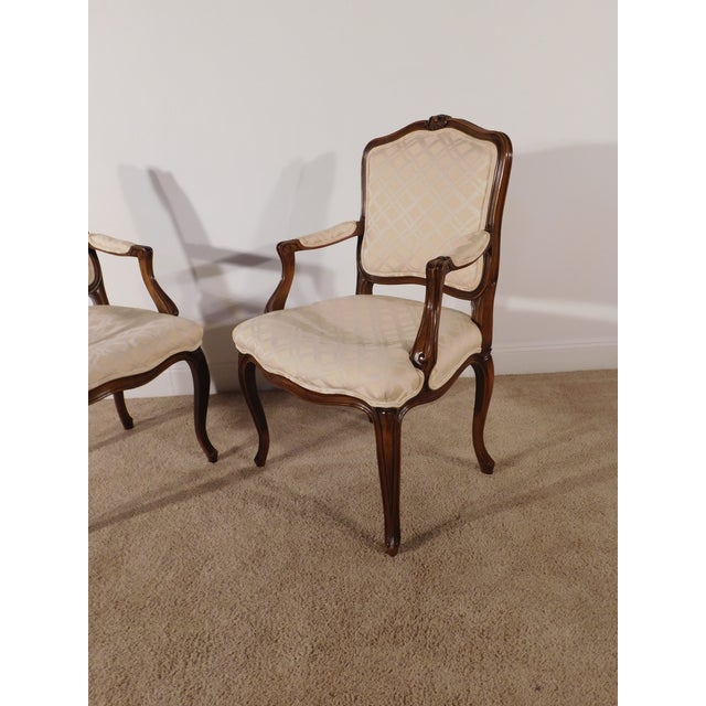 Wood Pair 1980s John Widdicomb Grand Rapids French Louis XV Walnut Arm Chairs For Sale - Image 7 of 12