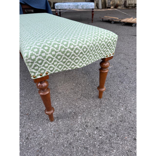 English Newly Upholstered English Bench For Sale - Image 3 of 8
