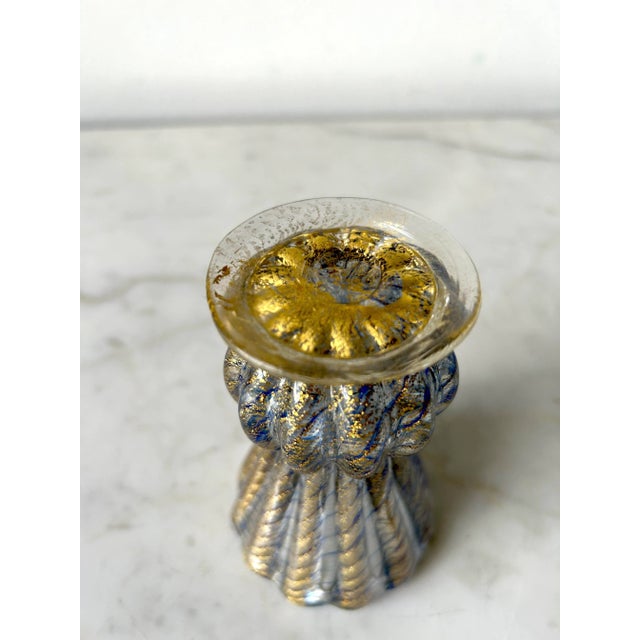 Coronato d'Oro Blue With Gold Vase Attributed to Barovier & Toso, Circa 1950 For Sale - Image 10 of 10