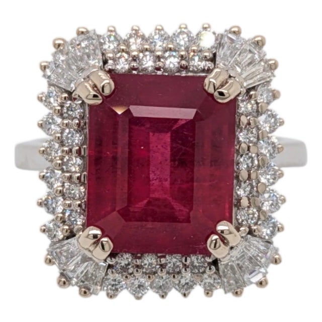 6.7Ct Statement Ruby Ring With Natural Diamond Halo: Solid 14k Gold, 11x9mm, Size 6.75 For Sale
