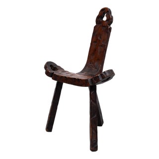 Brutalist Tripod Spanish Stool, 1950s For Sale