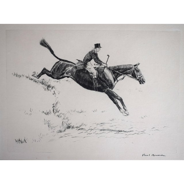Traditional Paul Brown Fox-Hunter Clearing Brush Drypoint Etching Signed & Framed For Sale - Image 3 of 5