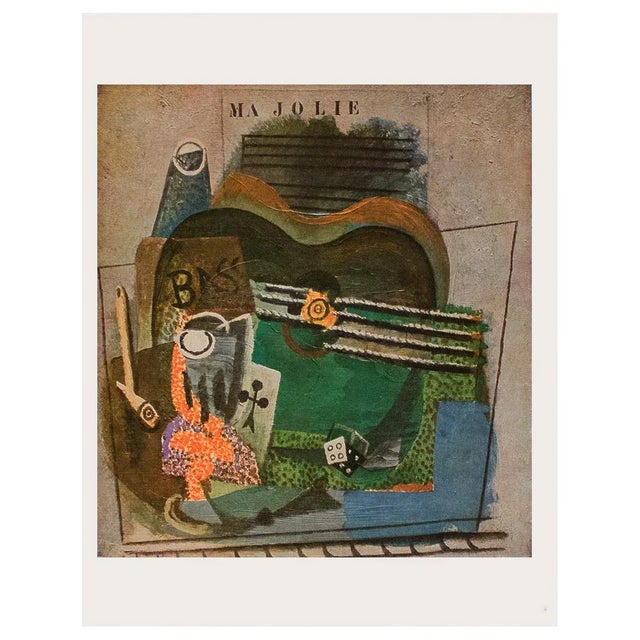 An excellent First Edition period vintage reproduction print in full color of Cubist painting "Ma Jolie" (1914) by Pablo...