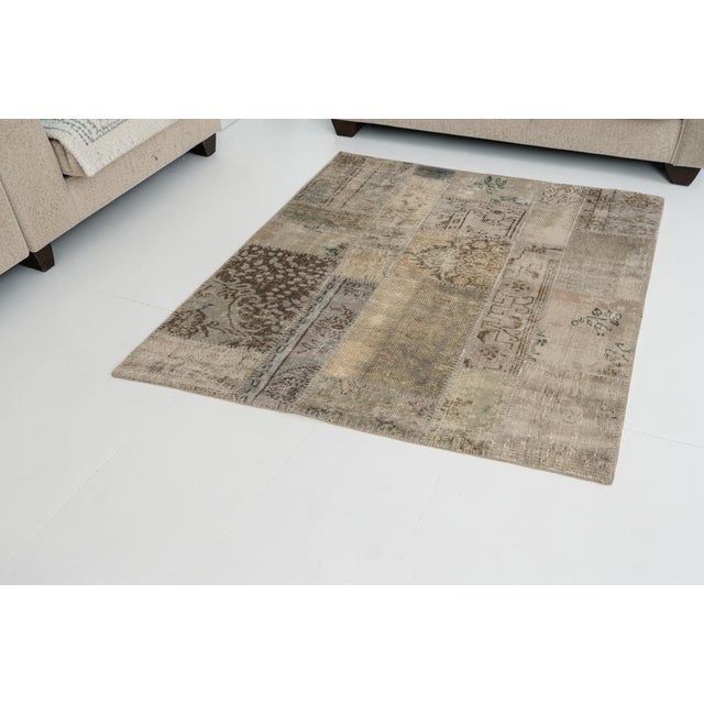 Textile Tribal Grey Vintage Wool Carpet For Sale - Image 7 of 9