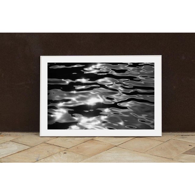 Textile Large Black White Seascape, Reflections of Lido Island, Abstract Venice Waters 2021 For Sale - Image 7 of 9