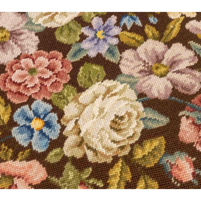 Late 19th Century Victorian Floral Needlepoint Walnut Footstools, 2 For Sale - Image 5 of 6