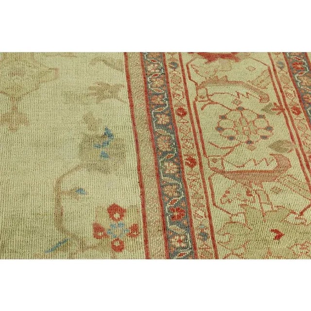 Light Green 1910s Antique Persian Sultanabad Area Rug 13’0″ X 14’10” For Sale - Image 8 of 12
