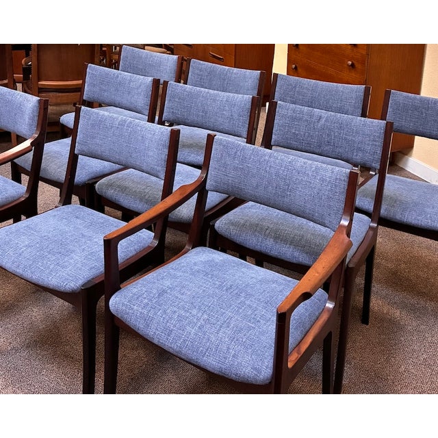 Mid 20th Century Set of Ten Danish Modern Mahogany Framed Dining Chairs by Andels-Möbel-Magasinet, Denmark c.1960 For Sale - Image 5 of 11