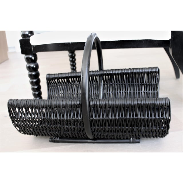 Wood Mid-Century Modern Rattan Magazine Rack/ For Sale - Image 7 of 7