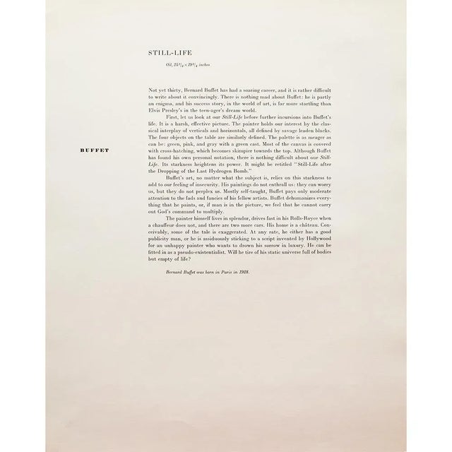 1950s 1950s After Bernard Buffet "Still-Life", First Edition Swiss Full-Color Print For Sale - Image 5 of 9