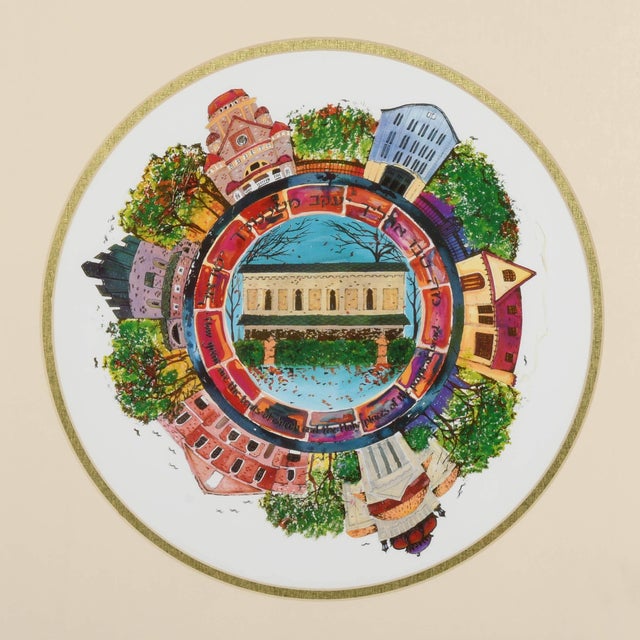 This Framed Judaica Noland Anderson Historic Synagogue Print showcases a vivid circular composition featuring a collection...
