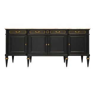Ebonized, Grande Louis XVI Style Buffet, Carrara Marble, Circa 1880 For Sale
