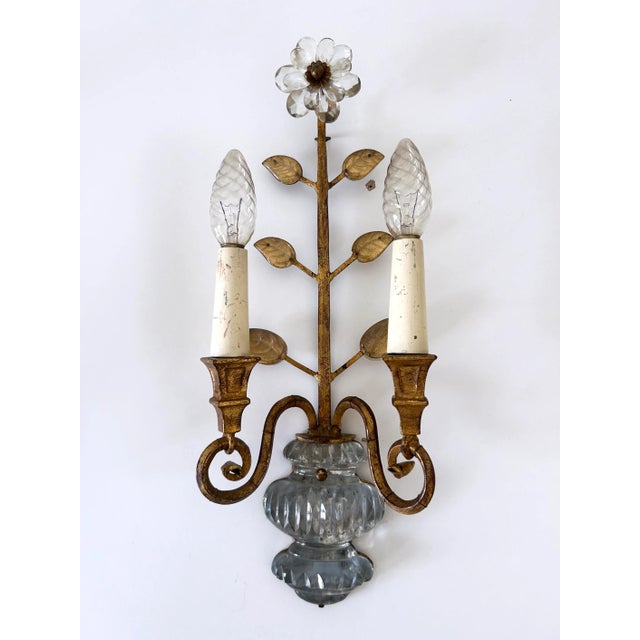 Vintage Italian Crystal and Gilt Metal Sconces from Banci Firenze, 1960s, Set of 2 For Sale - Image 14 of 18