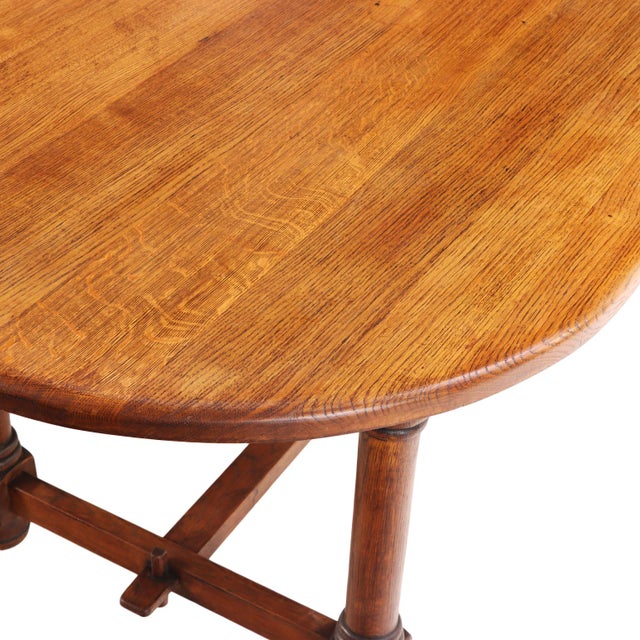 French Unusual French Oak Oblong Dining Table, C. 1950 For Sale - Image 3 of 6