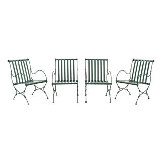 Set of Four o.w. Lee Wrought Iron Garden Patio Dining Armchairs For Sale