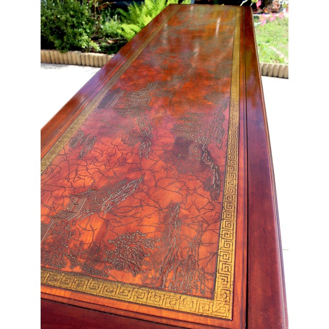 Wood Vintage Drexel Heritage Ming Credenza – Red Lacquer Chinoiserie Sideboard Cabinet 73 For Sale - Image 7 of 18